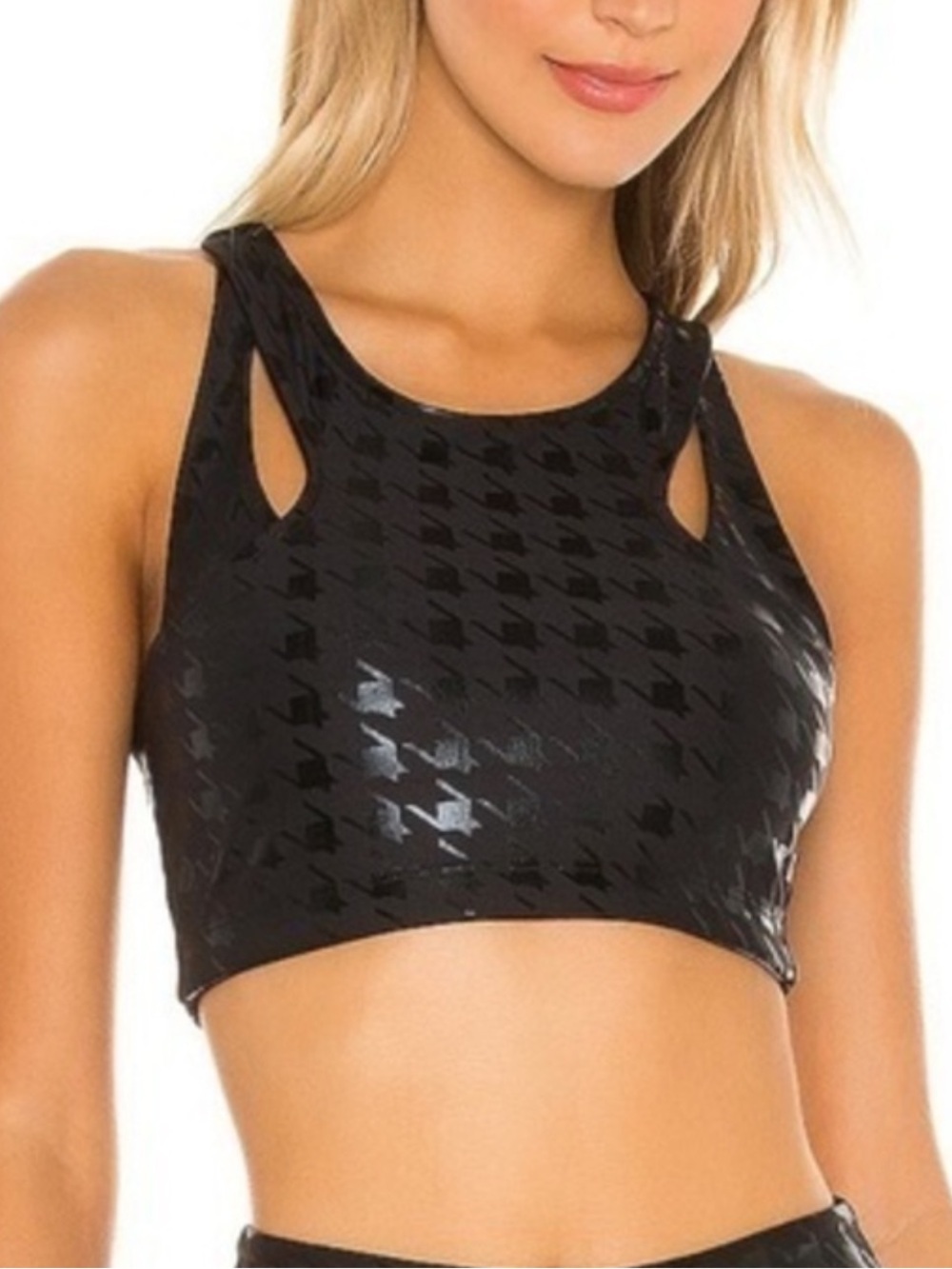 YEAR OF OURS Double Jump Disco Bra Houndstooth Print — Small
